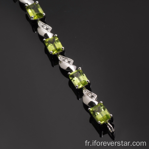 Bracelet en argent sterling Natural Peridot 925